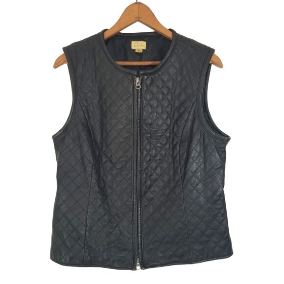 Caslon Leather Vest Quilted w/ Reversible Zipper - Picture 1 of 14